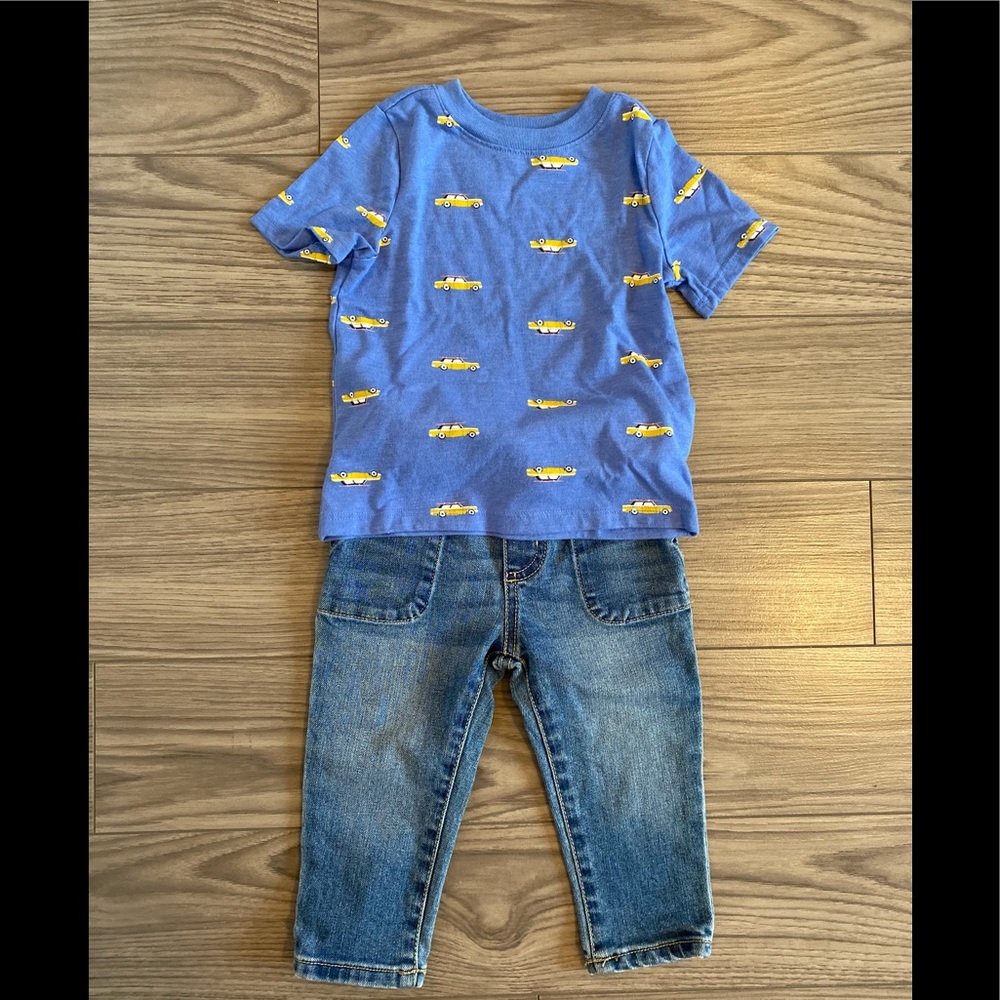 Toddler Old Navy top Sz 18-24 months w/ Carter’s denim pants Sz 12 months